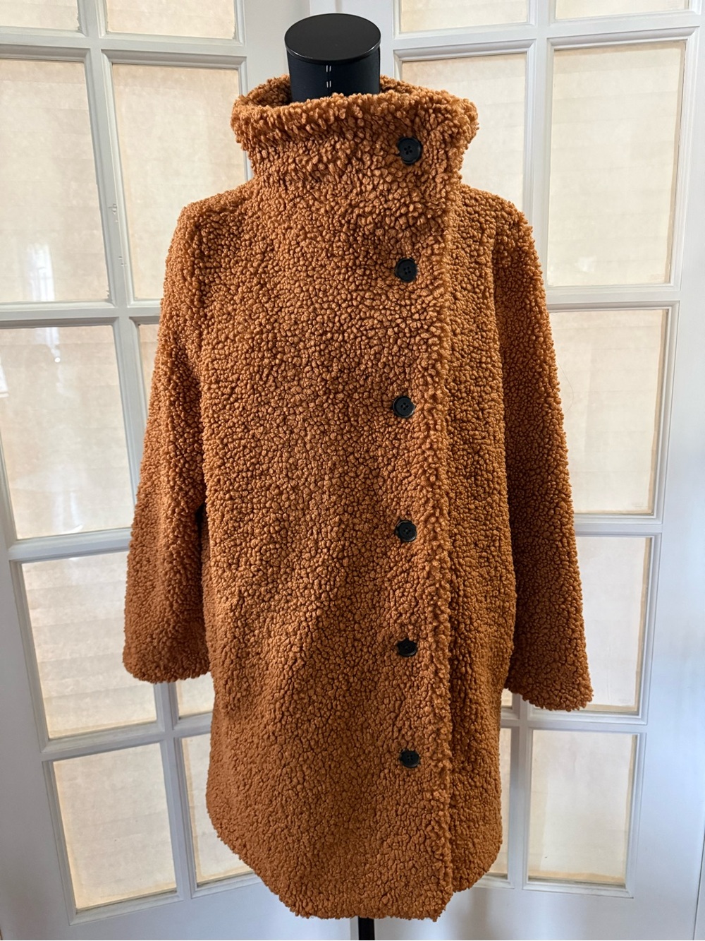 J. Crew Women's Rust Brown Teddy Button-Up Coat